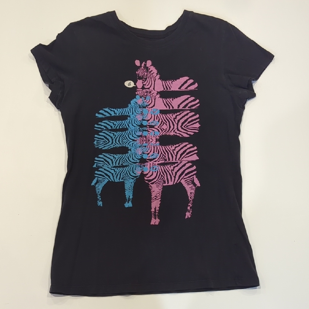 Zebra Graphic T-Shirt - Black, Blue, Pink